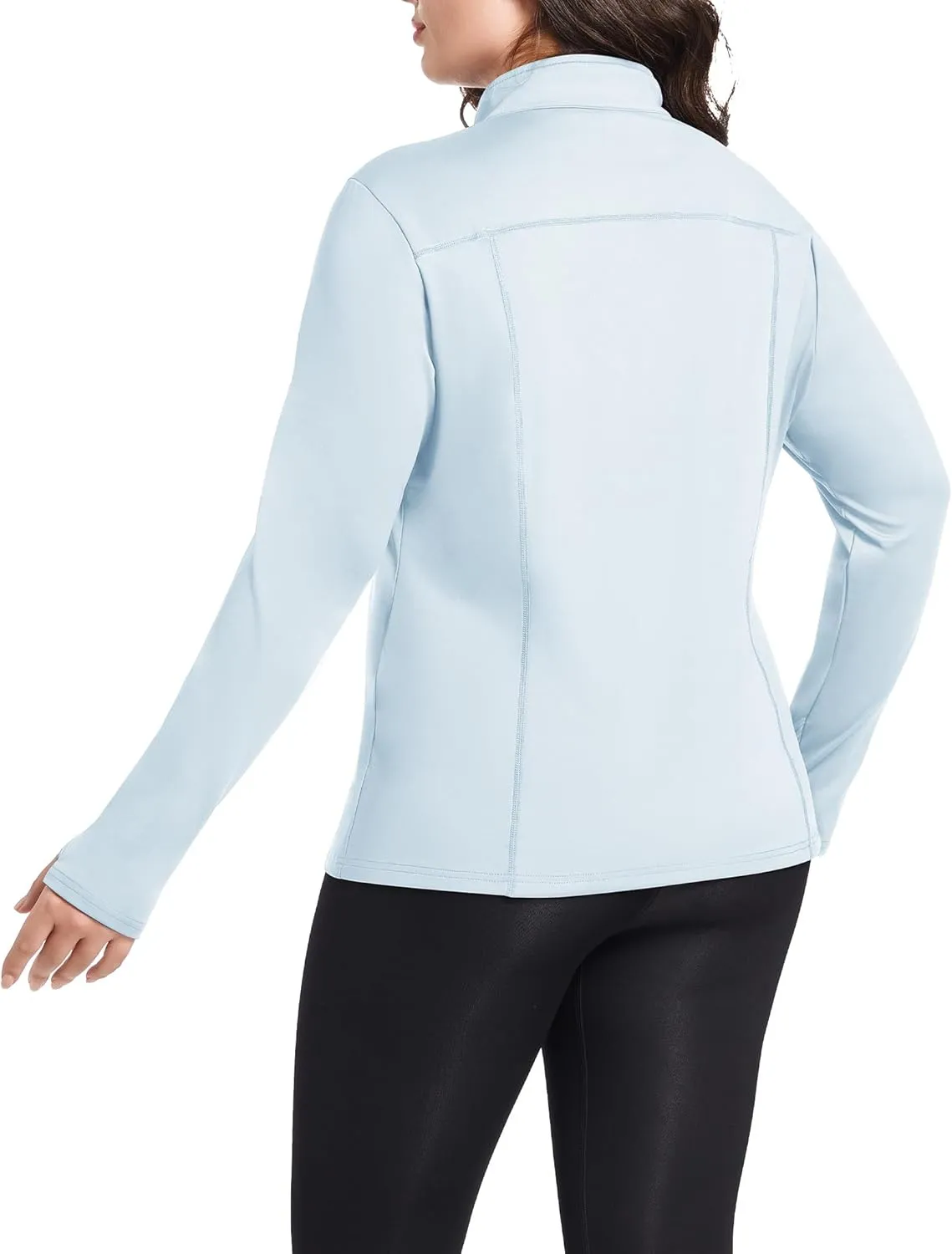 FOREYOND Plus Size Jackets for Women Athletic Workout Running Jacket Full Zip up Lightweight Yoga Tops with Thumb Holes