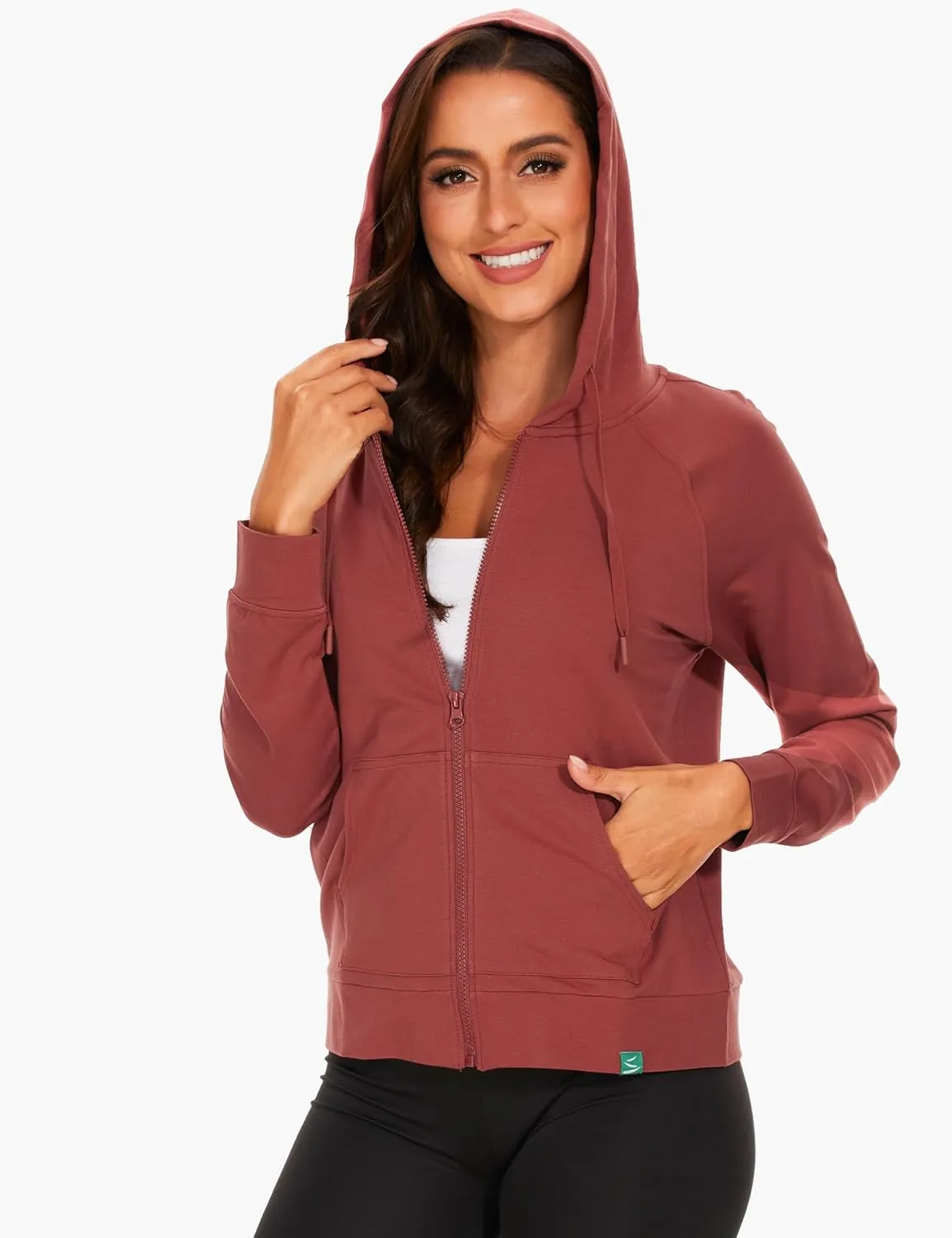 Full Zip Up Hoodies for Women Bamboo Viscose Lightweight Hooded Sweatshirt with Pocket Casual Long Sleeve Terry Top