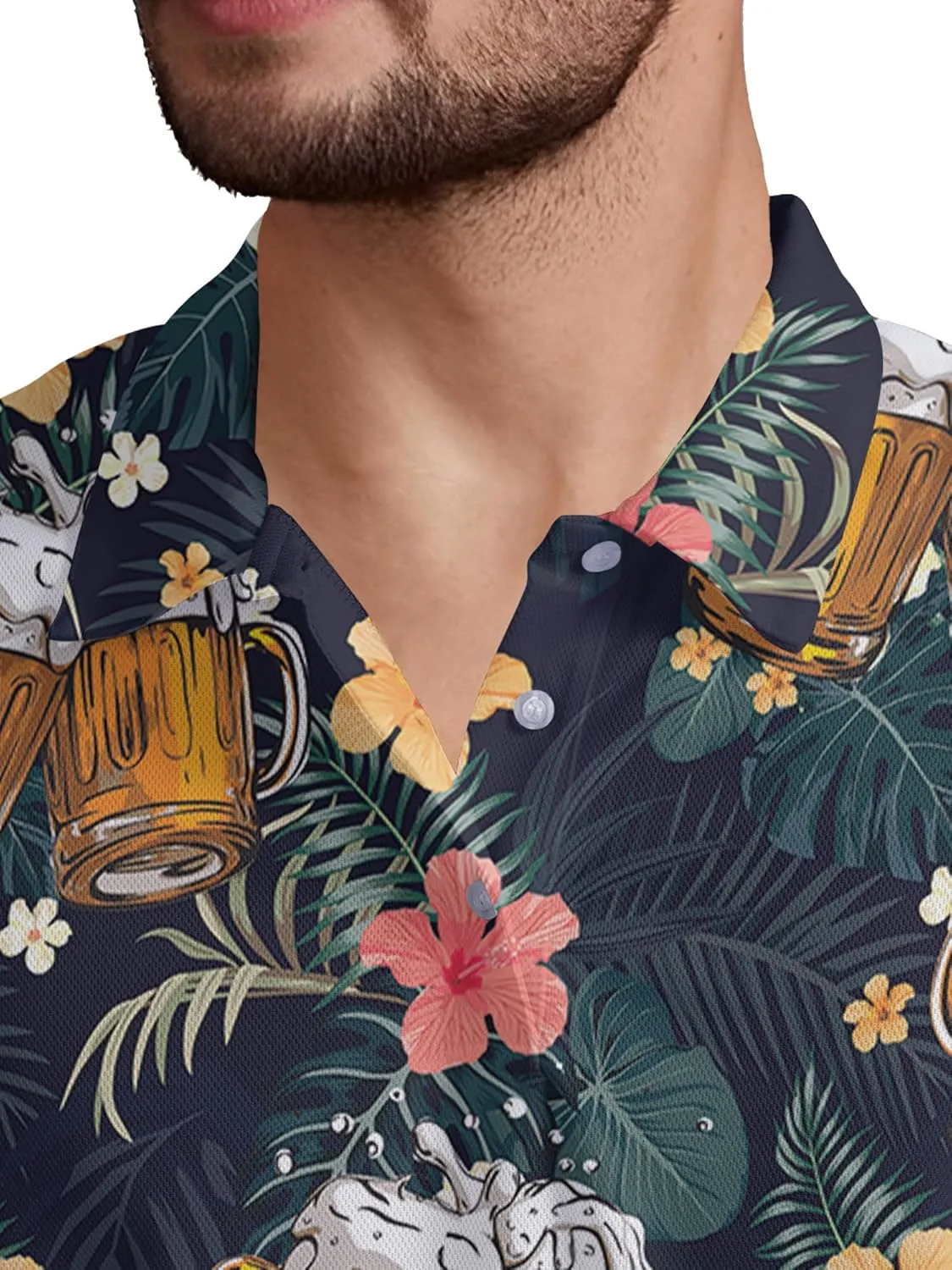 Funny Golf Shirt for Men Print Hawaiian Mens Polo Shirts Crazy Golf Gifts