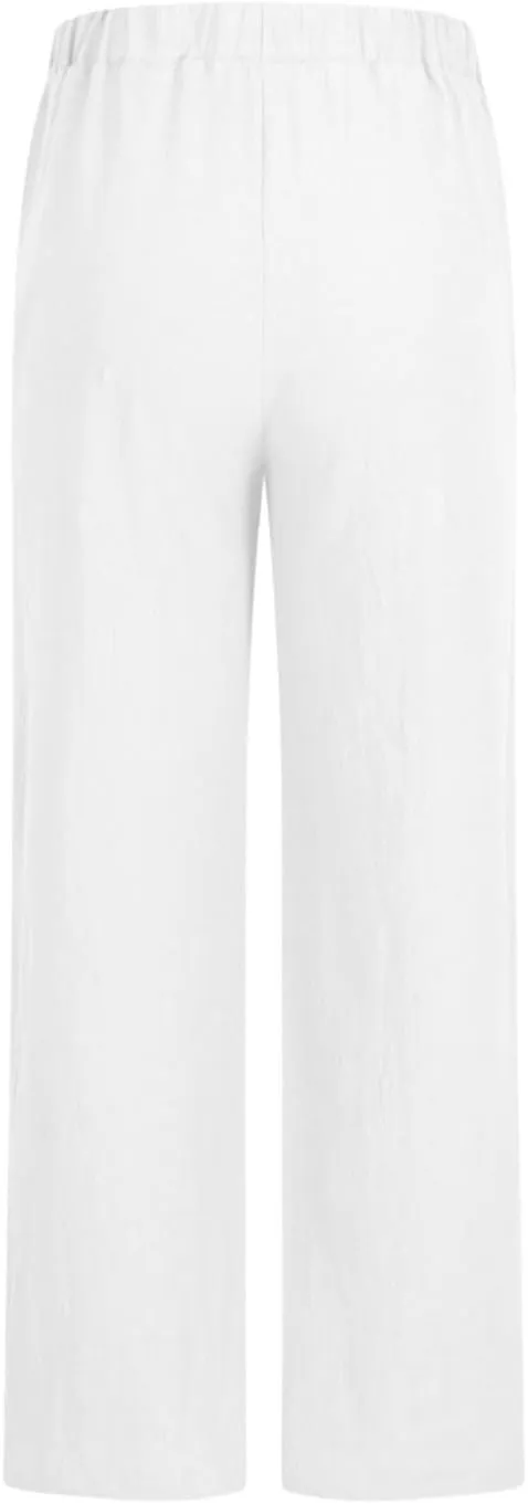 FZYLQY Women's Cotton Linen Pants, Ladies 2025 Summer Wide Leg Pants Casual Loose Elastic High Waist Palazzo Trousers