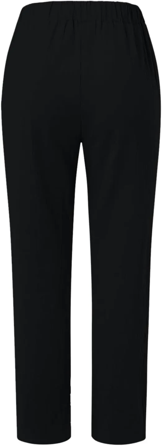 FZYLQY Women's Fashion Linen Pants Elastic Waist Solid Cotton Linen Pants Summer Casual Lounge Beach Trousers with Pockets