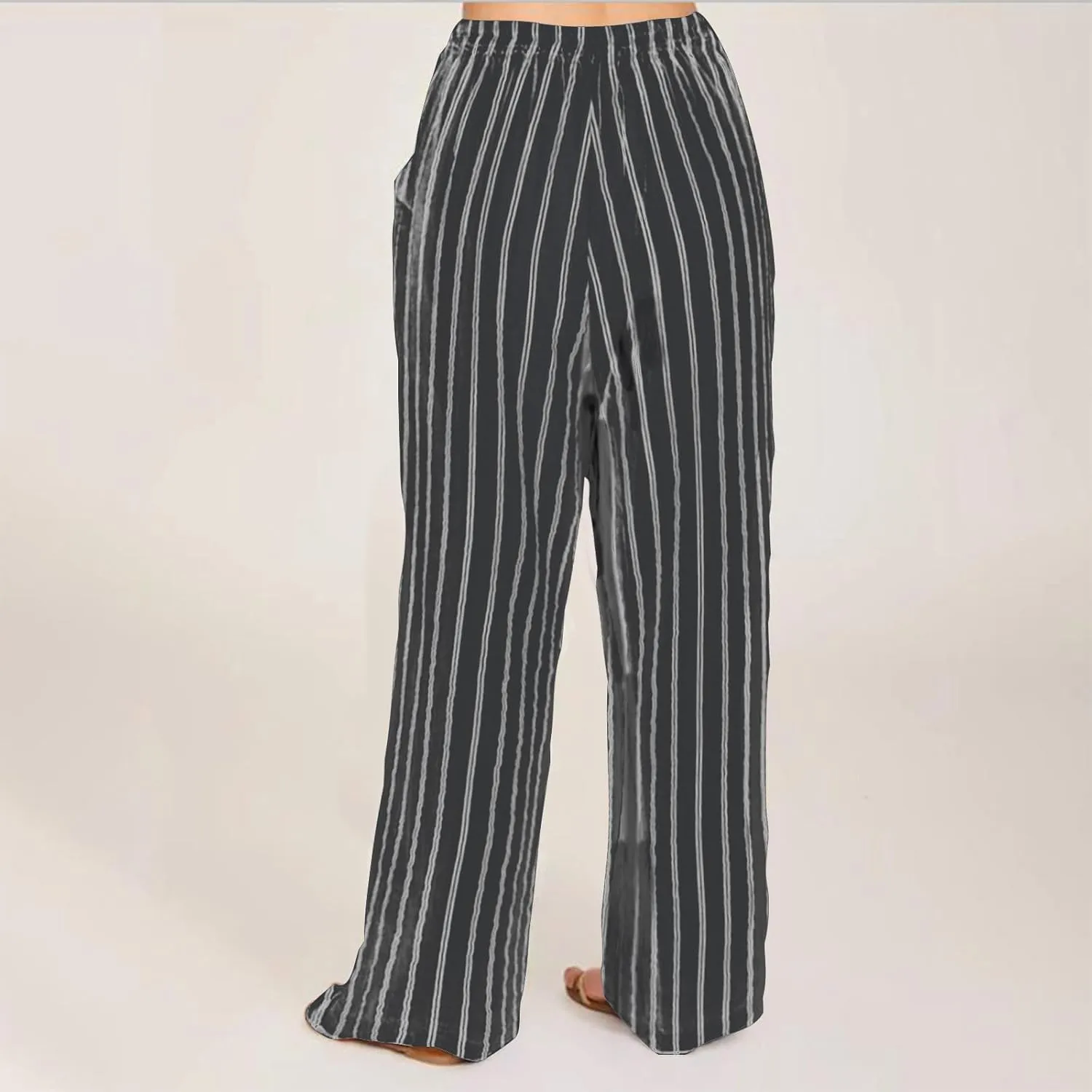 FZYLQY Women's Summer Drawstring Waist Wide Leg Loose Cotton Linen Palazzo Pants 2025 Boho Beach Travel Vacation Outfits