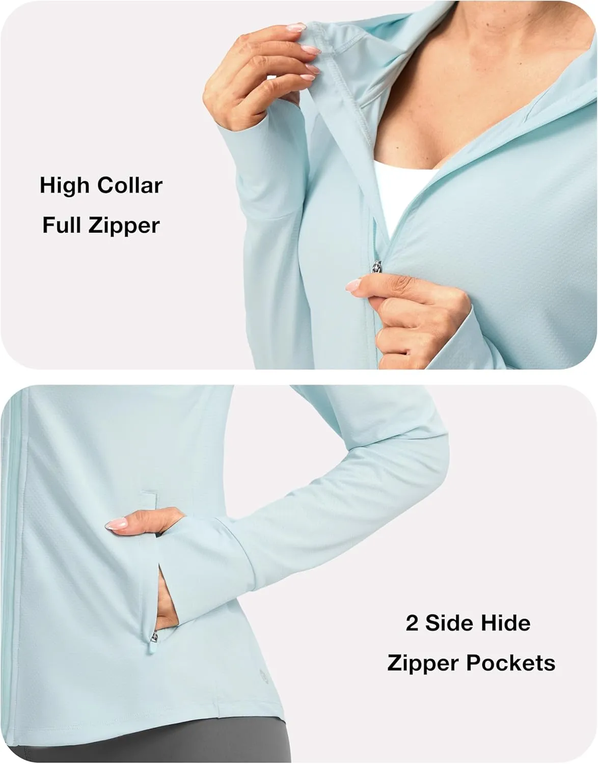 G Gradual Women's UPF 50  Sun Protection Hoodie Jacket Lightweight Zip Up Jackets Long Sleeve Shirts for Women Hiking Outdoor