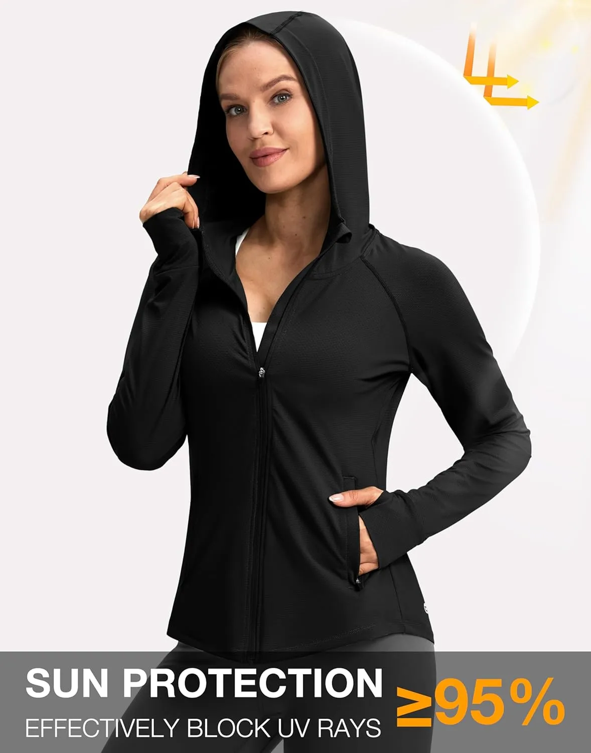 G Gradual Women's UPF 50  Sun Protection Hoodie Jacket Lightweight Zip Up Jackets Long Sleeve Shirts for Women Hiking Outdoor