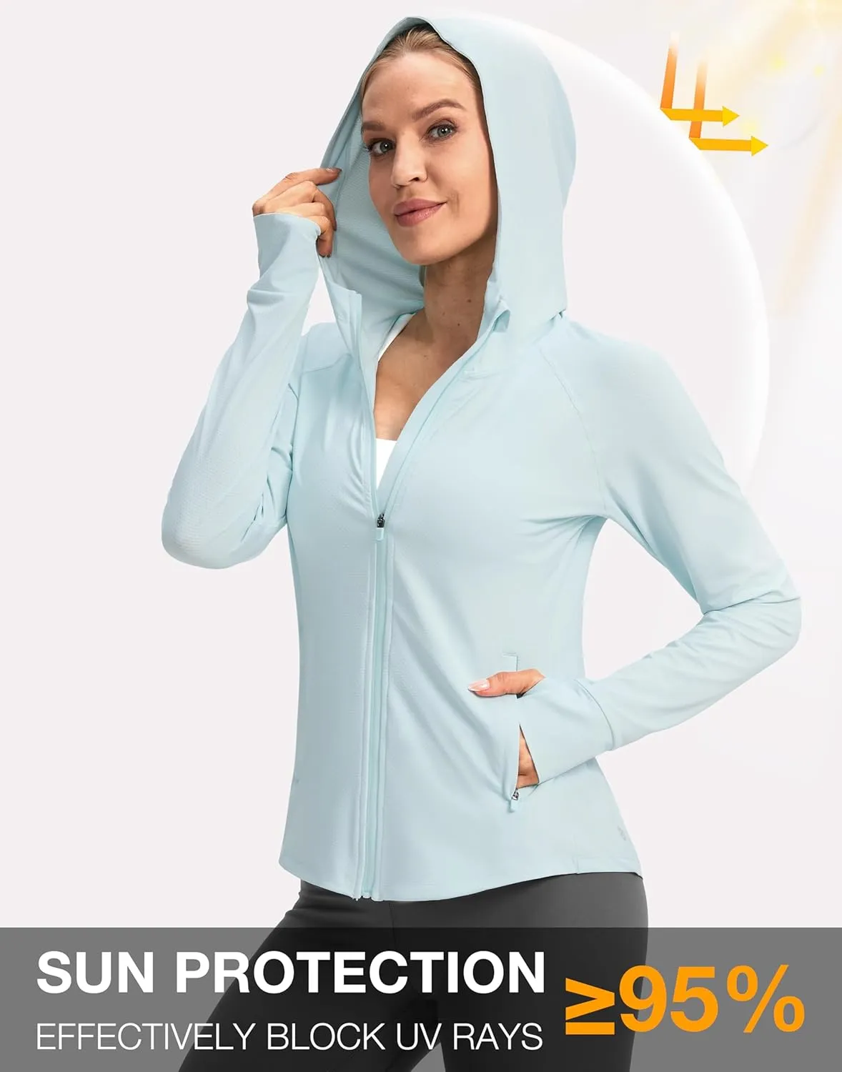 G Gradual Women's UPF 50  Sun Protection Hoodie Jacket Lightweight Zip Up Jackets Long Sleeve Shirts for Women Hiking Outdoor
