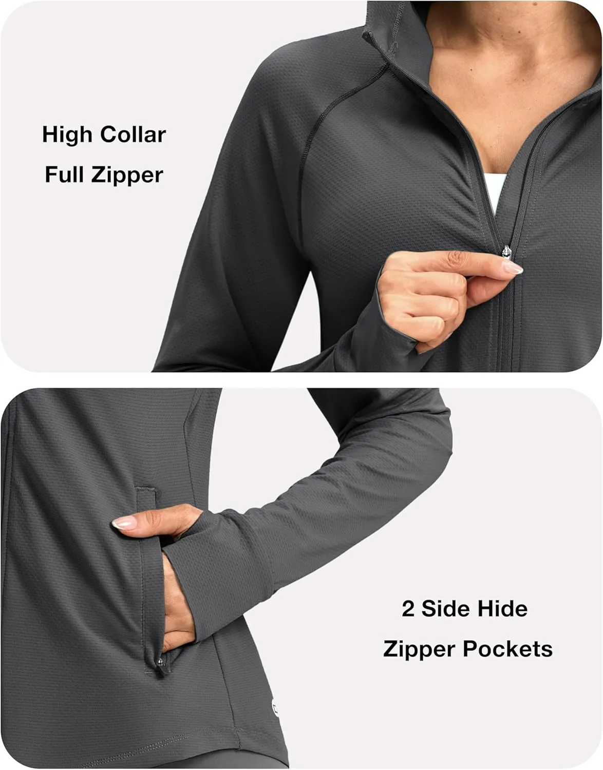 G Gradual Women's UPF 50  Sun Protection Hoodie Jacket Lightweight Zip Up Jackets Long Sleeve Shirts for Women Hiking Outdoor