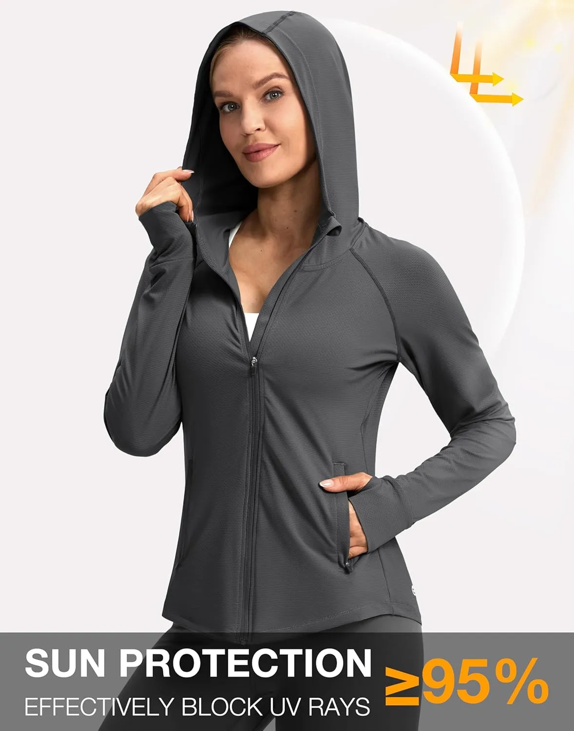 G Gradual Women's UPF 50  Sun Protection Hoodie Jacket Lightweight Zip Up Jackets Long Sleeve Shirts for Women Hiking Outdoor