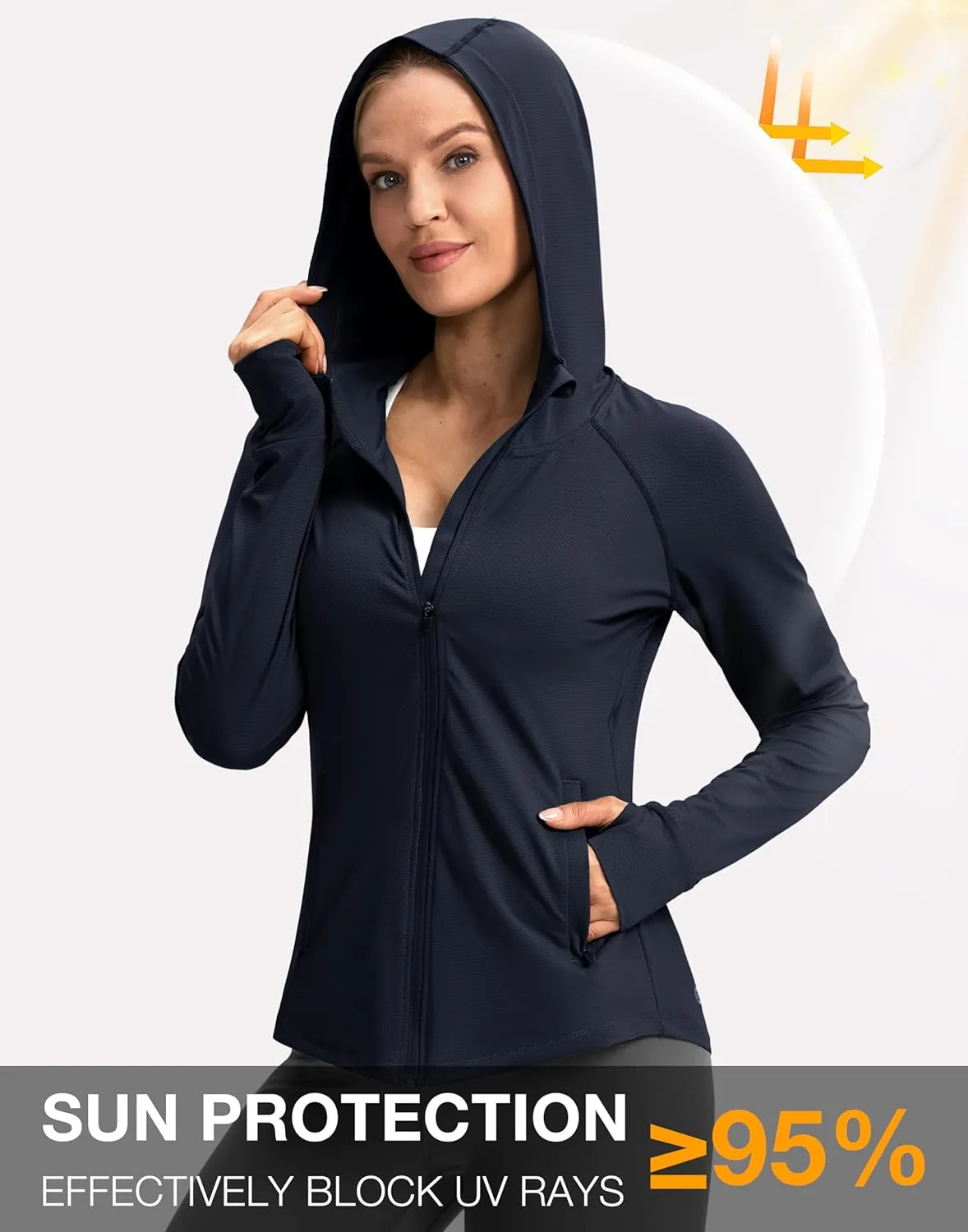 G Gradual Women's UPF 50  Sun Protection Hoodie Jacket Lightweight Zip Up Jackets Long Sleeve Shirts for Women Hiking Outdoor