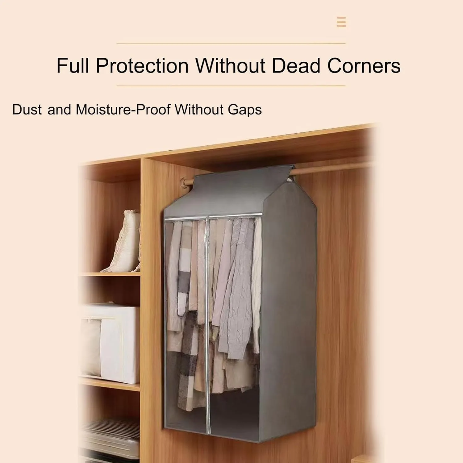 Garment Bags Dust Cover Transparent Window Hanger Protector Hanging Dustproof Garment Protector Zippered for Clothing Closet Rack(Pink,90x60x50cm/35x24x20in)