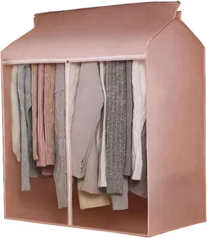 Garment Bags Dust Cover Transparent Window Hanger Protector Hanging Dustproof Garment Protector Zippered for Clothing Closet Rack(Pink,90x60x50cm/35x24x20in)