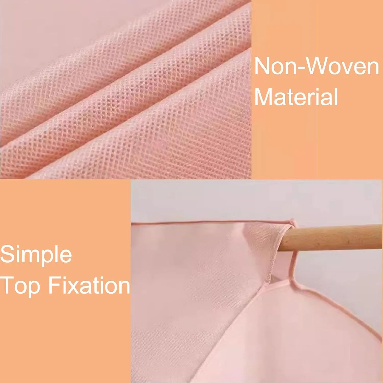 Garment Bags Dust Cover Transparent Window Hanger Protector Hanging Dustproof Garment Protector Zippered for Clothing Closet Rack(Pink,90x60x50cm/35x24x20in)