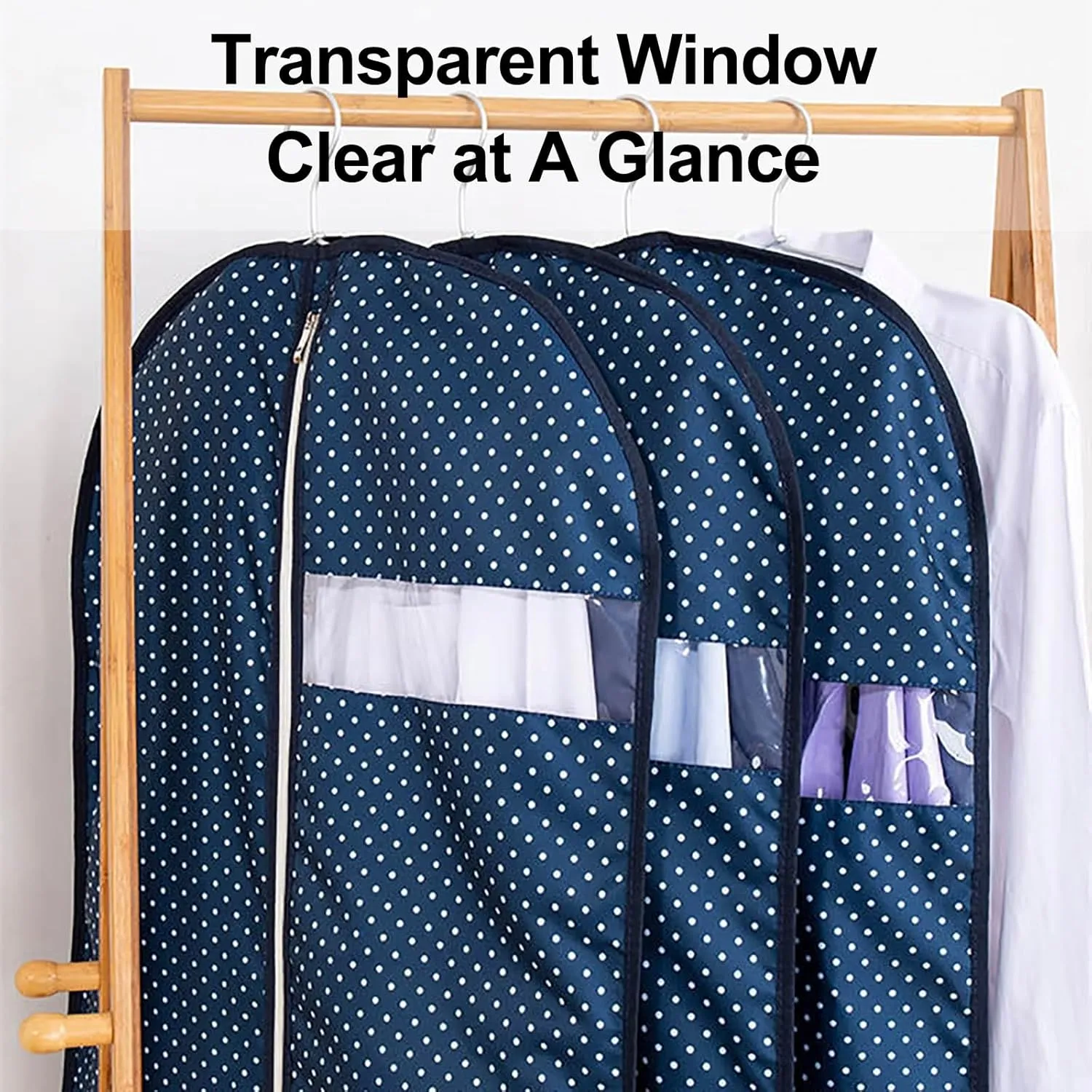 Garment Bags, Suit Bag Hanging Garment Bags for Closet Storage with Clear Window Clothes Cover for Dresses, Coats Three-Dimensional(Blue,60x9x80cm/24x4x31in)