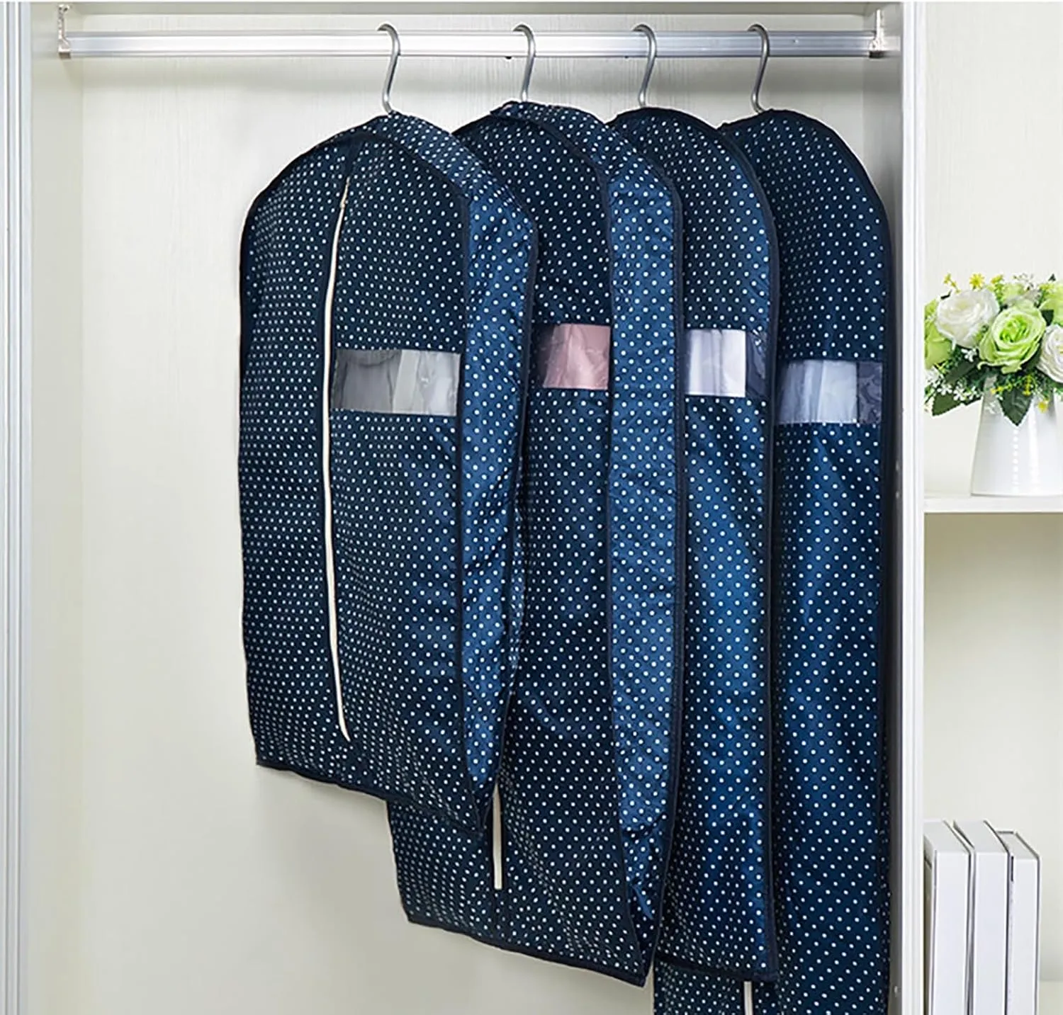Garment Bags, Suit Bag Hanging Garment Bags for Closet Storage with Clear Window Clothes Cover for Dresses, Coats Three-Dimensional(Blue,60x9x80cm/24x4x31in)
