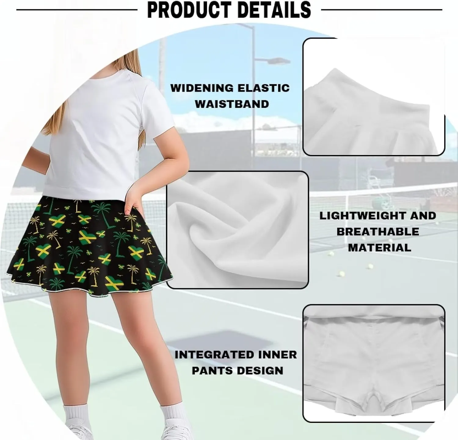 Girls Tennis Skirt with Pockets High Waisted Cozy Athletic Skorts Lightweight Trendy Golf Skirts for 5-14 Years