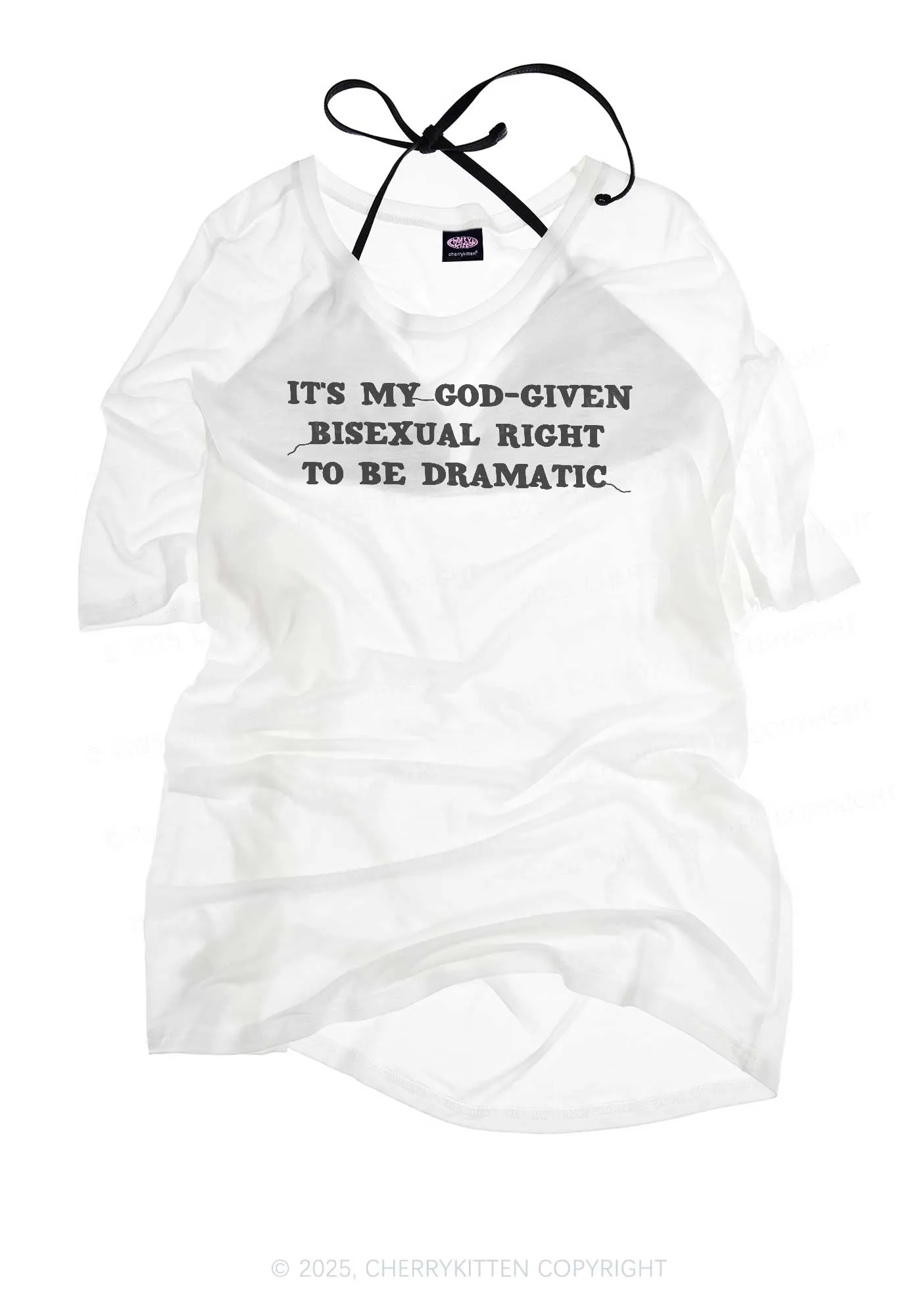 God Given Bisexual Right Pride Y2K Sheer Boyfriend Tee Cherrykitten