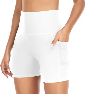 GROTEEN 6" Biker Shorts with Pockets for Women - High Waisted Tummy Control Spandex Workout Shorts for Yoga Running Athletic