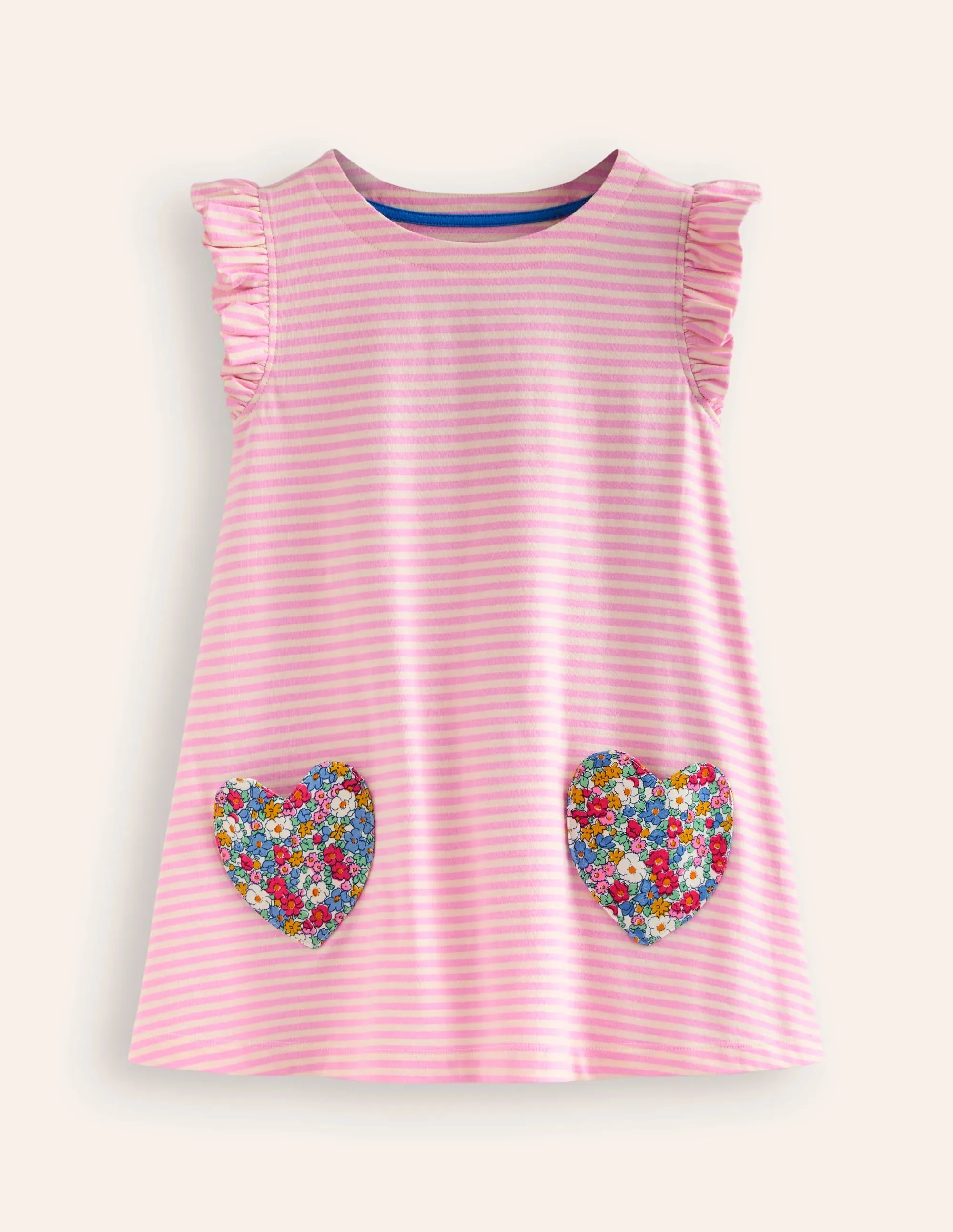 Heart Pocket Frill Tunic-Bubblegum Pink/Ivory Hearts