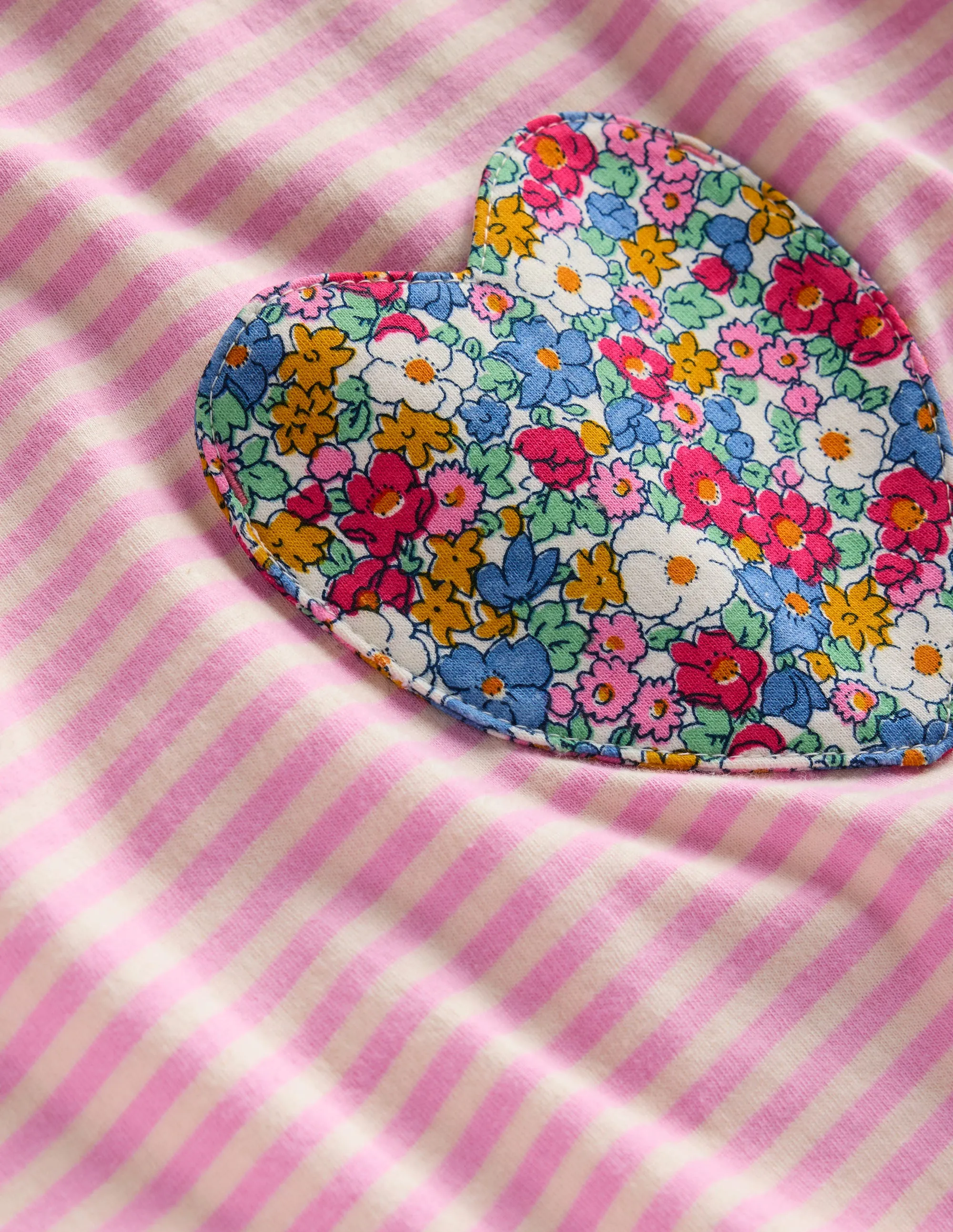 Heart Pocket Frill Tunic-Bubblegum Pink/Ivory Hearts