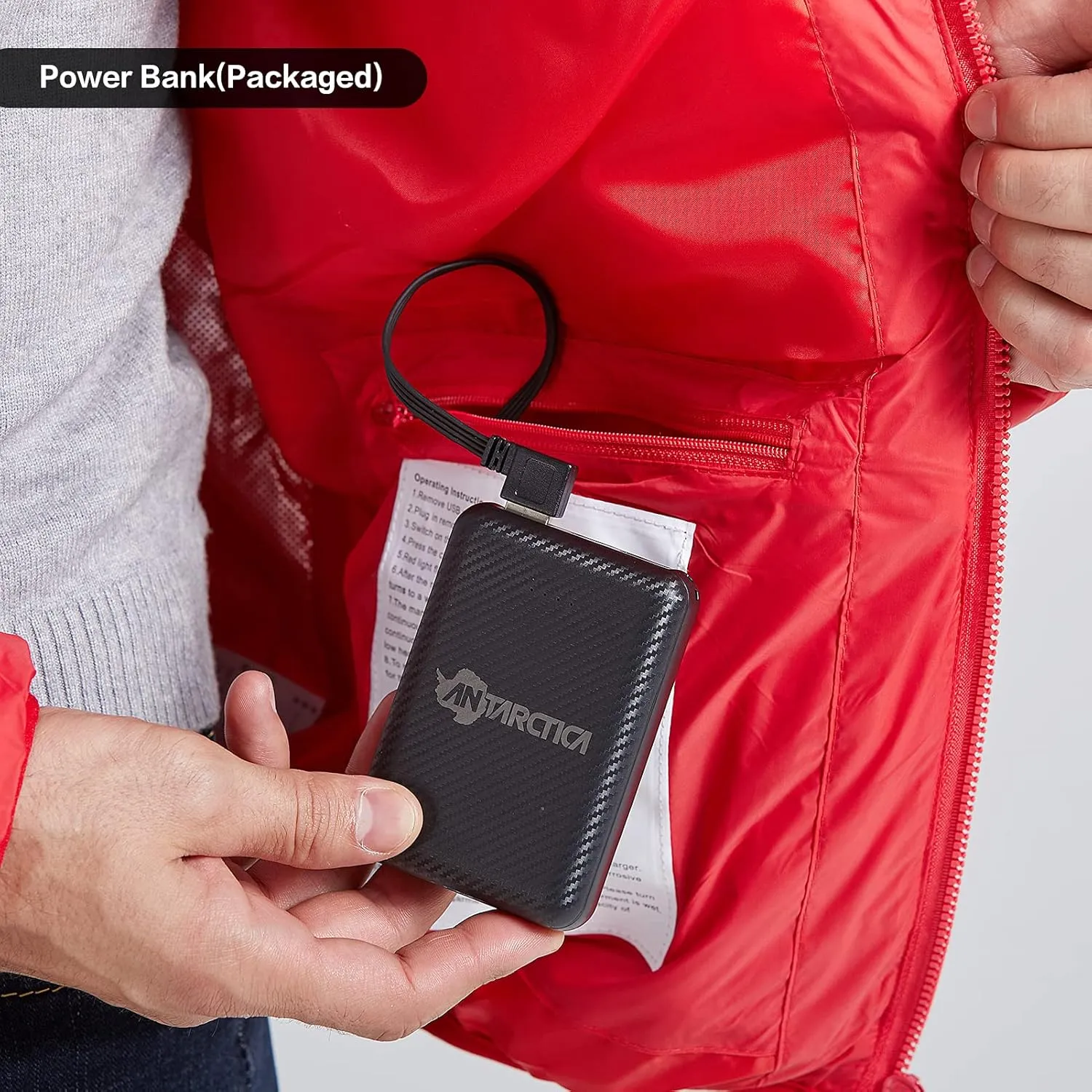 Heated Jacket, ANTARCTICA Lightweight Heating Jackets with 5V/3A Power Bank, 5 Areas Heating Winter Coat for Men and Women
