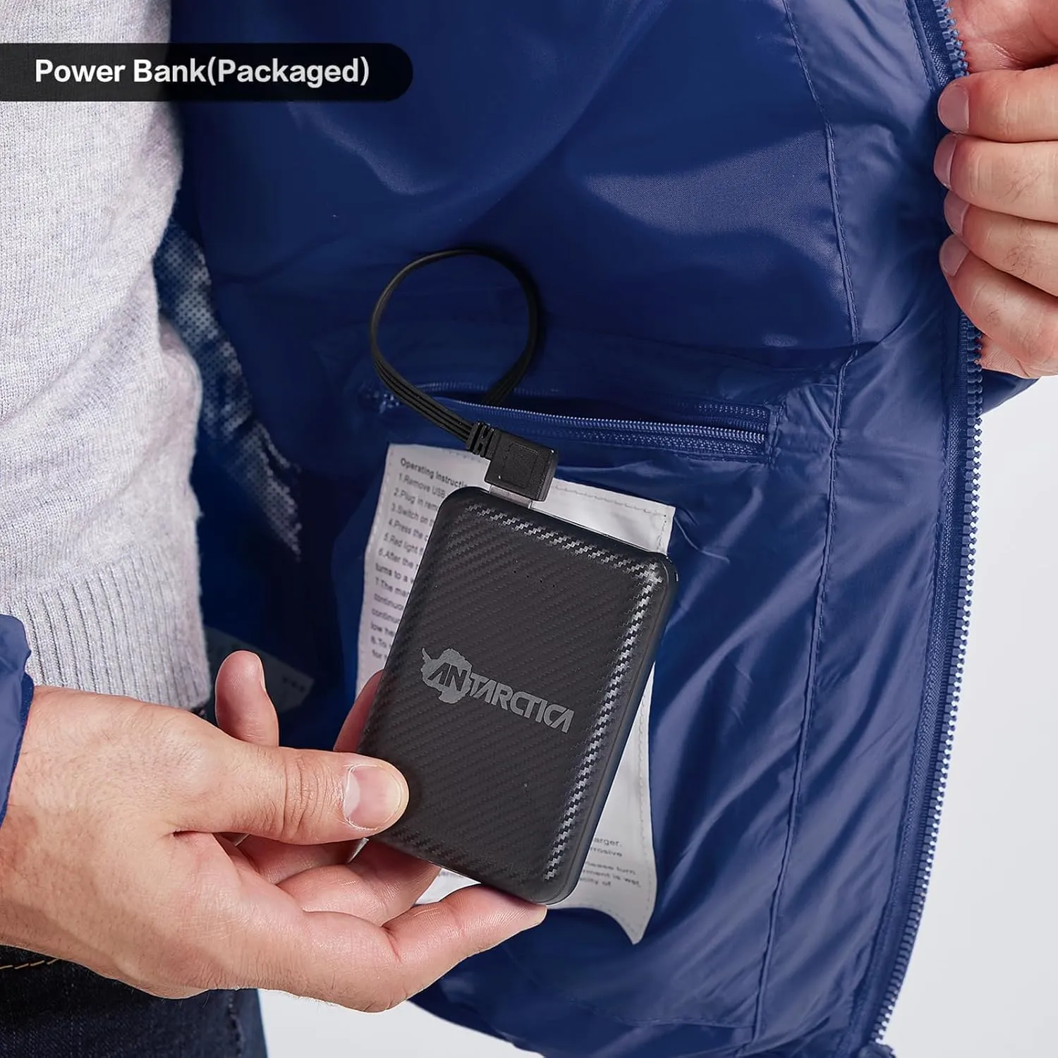 Heated Jacket, ANTARCTICA Lightweight Heating Jackets with 5V/3A Power Bank, 5 Areas Heating Winter Coat for Men and Women