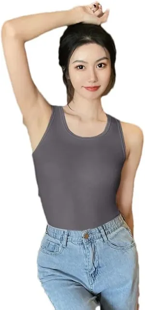 Hgvcfcv Womens Round Neck Undershirt Solid Camisole Lightweight Sweater Casual Tank Top