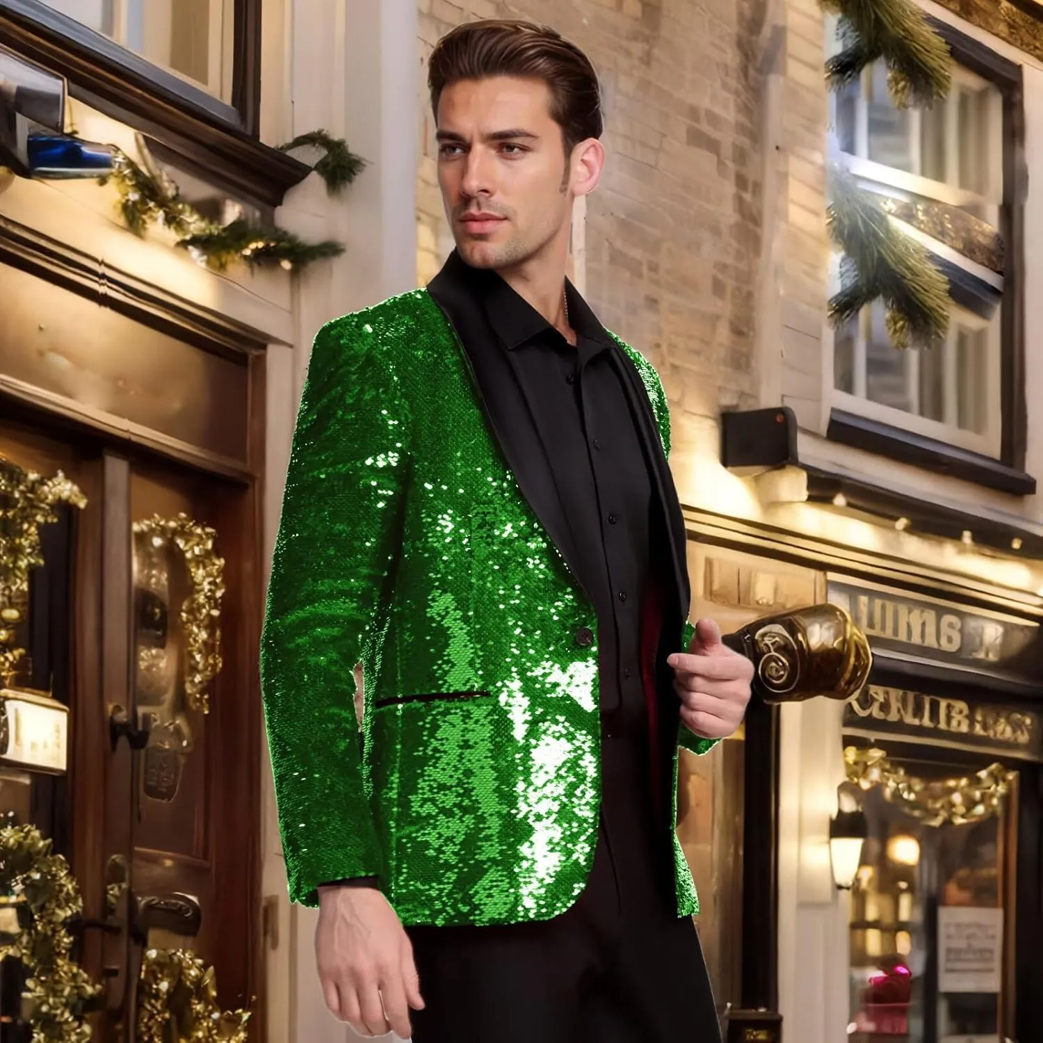 High-End Suits Men Sequins Tuxedo Sparkly Shawl Lapel Glitter 2 Pieces Blazer Pants Suit Party Dinner Prom Festival