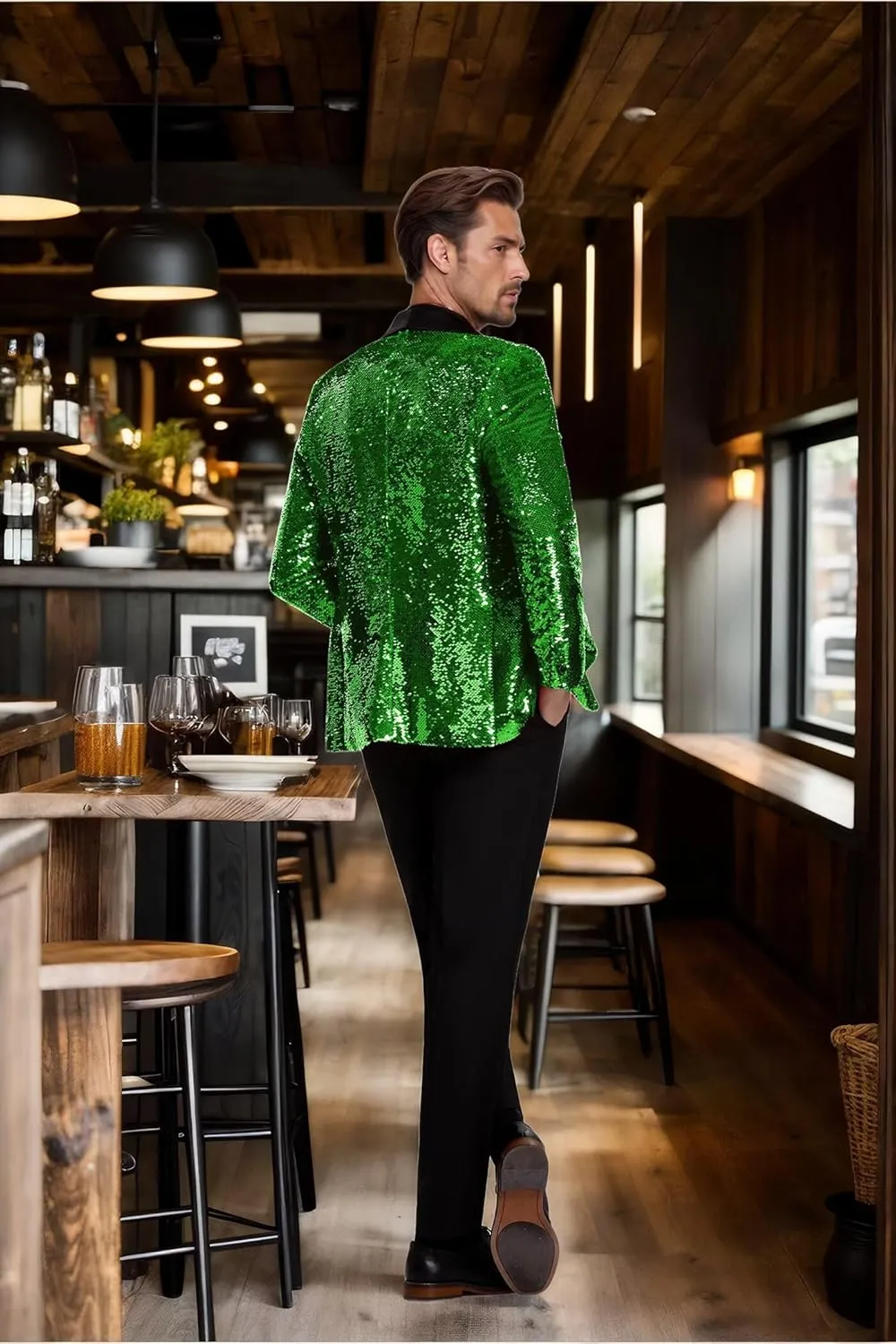 High-End Suits Men Sequins Tuxedo Sparkly Shawl Lapel Glitter 2 Pieces Blazer Pants Suit Party Dinner Prom Festival