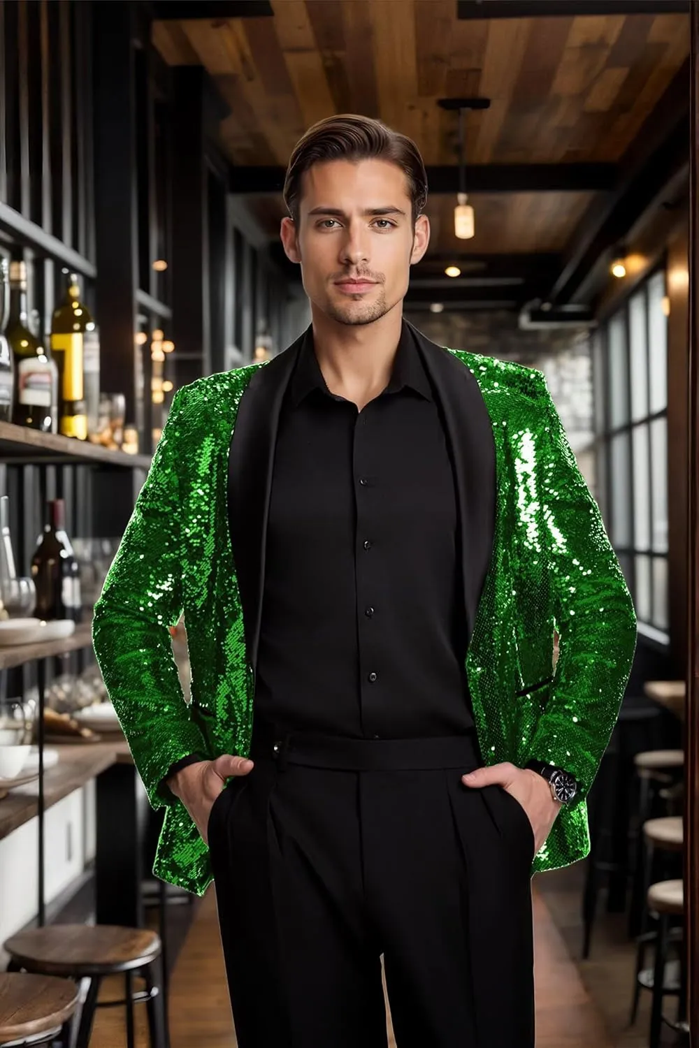 High-End Suits Men Sequins Tuxedo Sparkly Shawl Lapel Glitter 2 Pieces Blazer Pants Suit Party Dinner Prom Festival