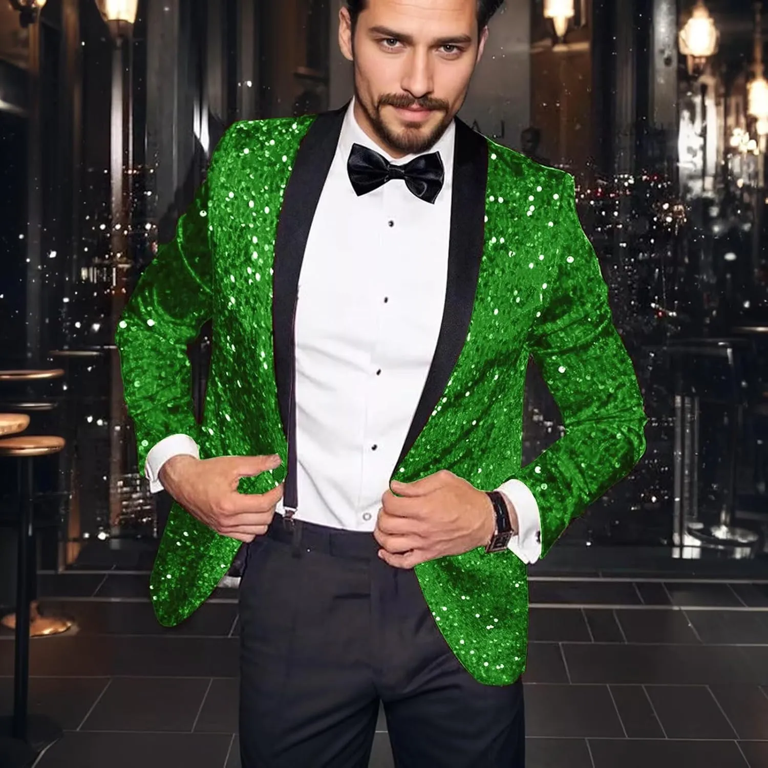 High-End Suits Men Sequins Tuxedo Sparkly Shawl Lapel Glitter 2 Pieces Blazer Pants Suit Party Dinner Prom Festival