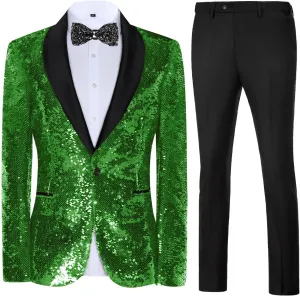 High-End Suits Men Sequins Tuxedo Sparkly Shawl Lapel Glitter 2 Pieces Blazer Pants Suit Party Dinner Prom Festival