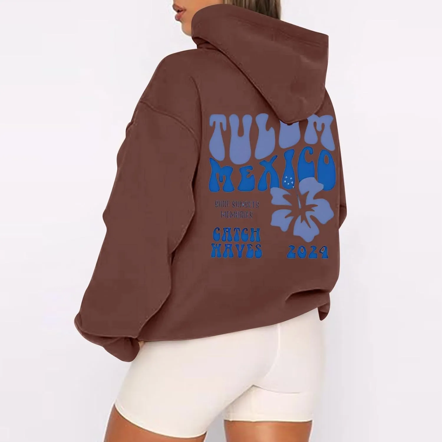 Hoodies Y2k Letter Graphic Hoodies for Women 2024 Preppy Sweatshirts Long Sleeve Drawstring Zipper Pockets Pullover