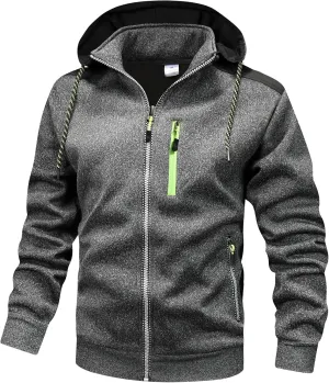 INR Hooded Jacket for Men Lightweight Autumn and Winter Trench Men's Coat Trend Print Baseball Sweatshirt Casual Outdoor Coat