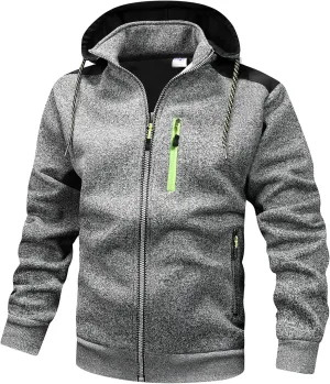 INR Hooded Jacket for Men Lightweight Autumn and Winter Trench Men's Coat Trend Print Baseball Sweatshirt Casual Outdoor Coat