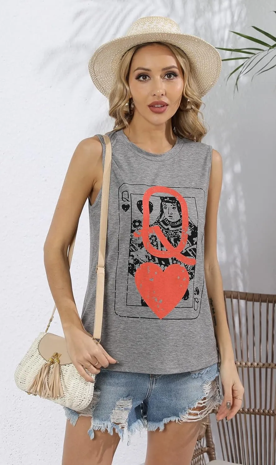 IRISGOD Womens Tank Tops Loose Fit Summer Cute Graphic Sleeveless Shirts Workout Basic Tunic
