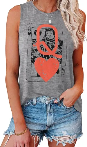 IRISGOD Womens Tank Tops Loose Fit Summer Cute Graphic Sleeveless Shirts Workout Basic Tunic