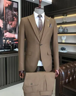 ITALIAN FIT MEN'S BROWN SUIT BY ITALIAN VEGA® (3-Piece)