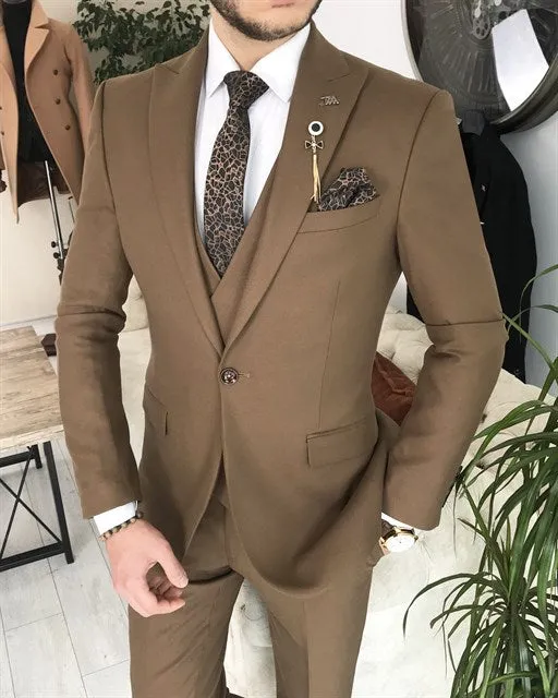 ITALIAN FIT MEN'S BROWN SUIT BY ITALIAN VEGA® (3-Piece)