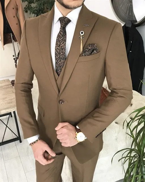 ITALIAN FIT MEN'S BROWN SUIT BY ITALIAN VEGA® (3-Piece)