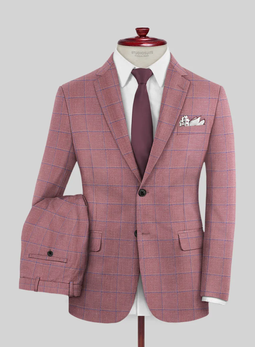 Italian Murano Drope Pink Wool Linen Silk Suit