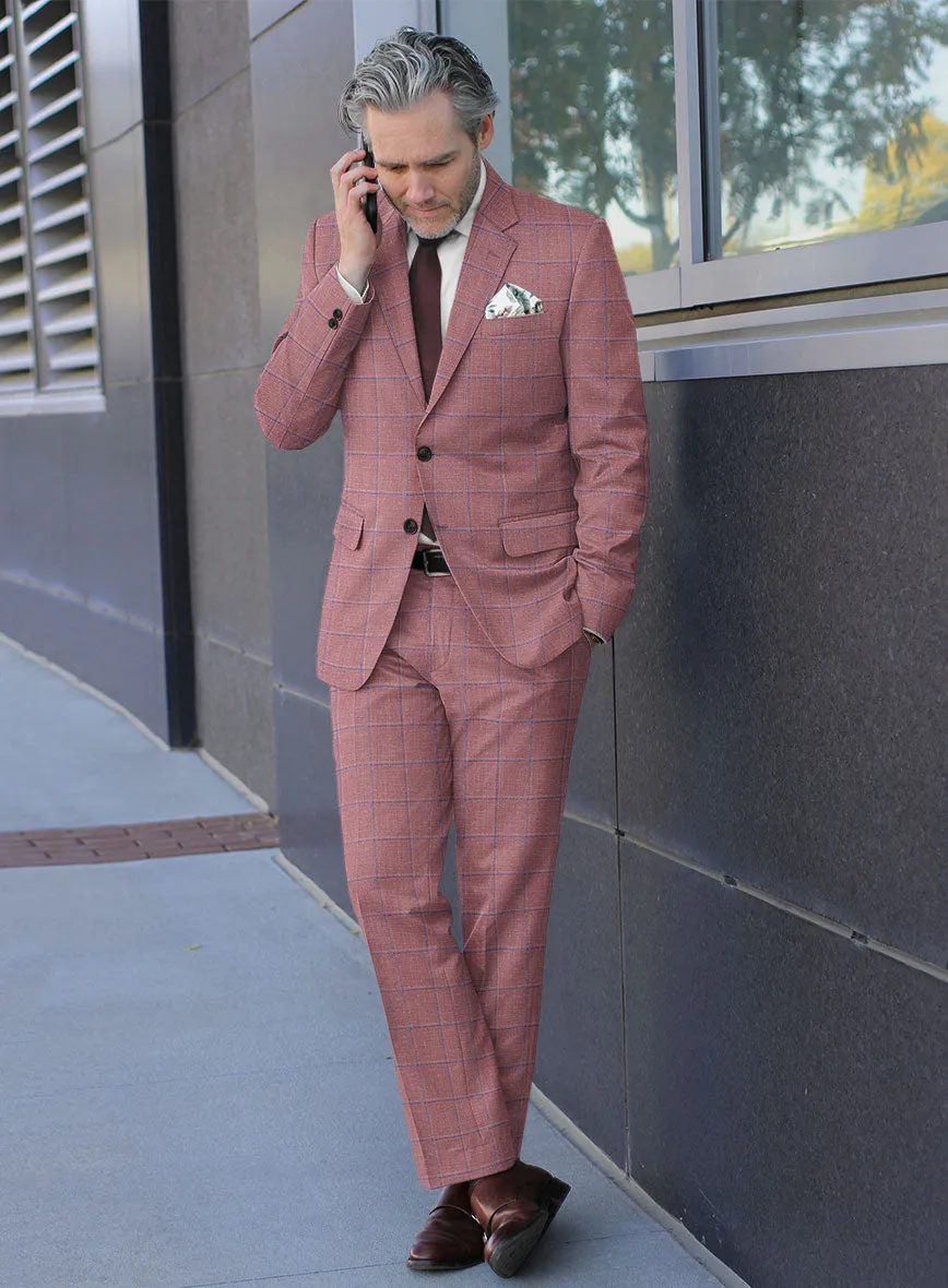 Italian Murano Drope Pink Wool Linen Silk Suit