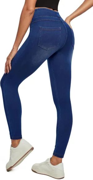 IUGA Jeggings for Women Tummy Control Stretchy High Waisted Jeans Pull on Skinny Jean Leggings with Pockets Trendy Casual