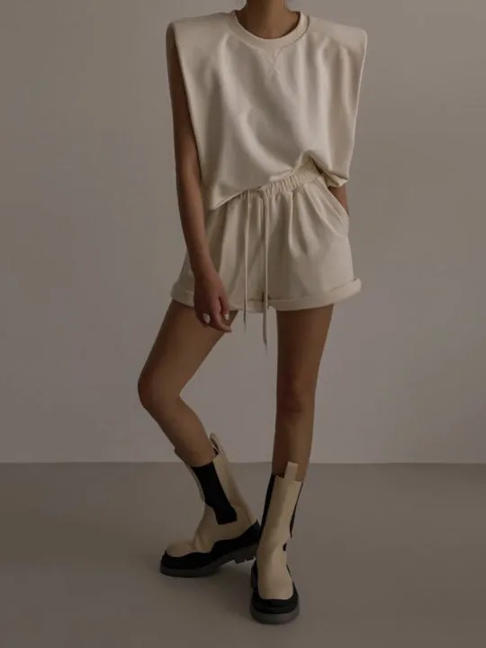 Ivory Elastic Shorts