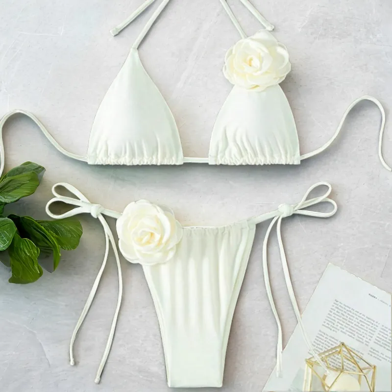 Ivory Rose Embellished Bikini Set
