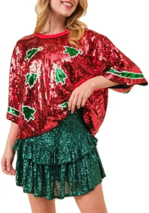 Juakoso Sequin Christmas Sweatshirts for Women Santa Nutcracker Oversized Sweater Shirts Long Sleeve Pullover Hoodies