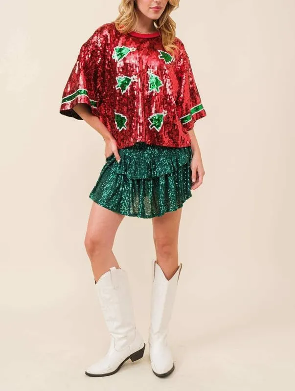 Juakoso Sequin Christmas Sweatshirts for Women Santa Nutcracker Oversized Sweater Shirts Long Sleeve Pullover Hoodies