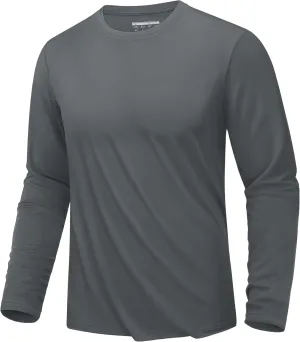 KEFITEVD Men's UPF 80  Sun Shirts Long Sleeve UV SPF Shirts Quick Dry Lightweight Rash Guard Polyester Swim T-Shirt
