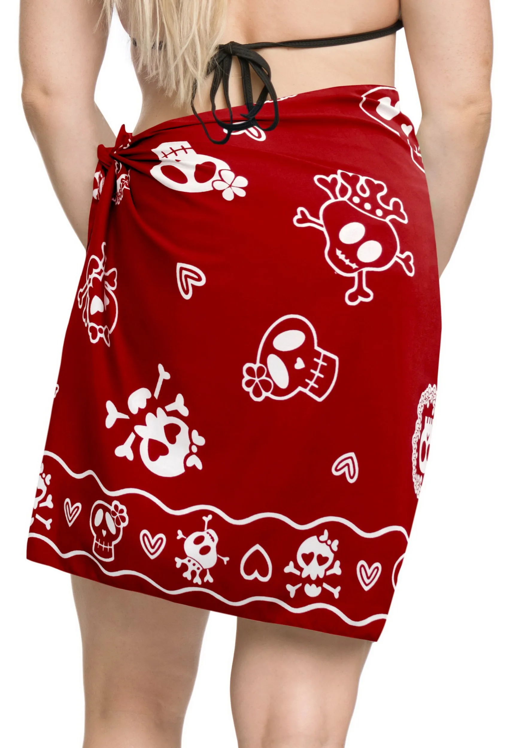 La Leela Likre Casual Resort Pareo Girl Wrap Sarong Printed 78"X21" Red_321