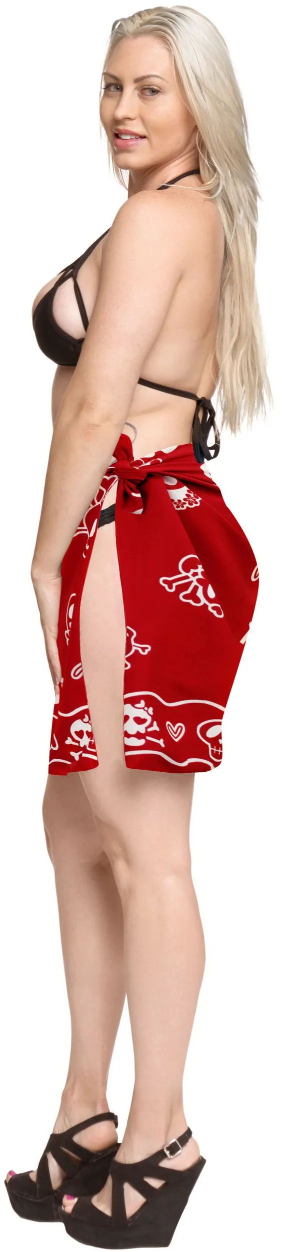 La Leela Likre Casual Resort Pareo Girl Wrap Sarong Printed 78"X21" Red_321