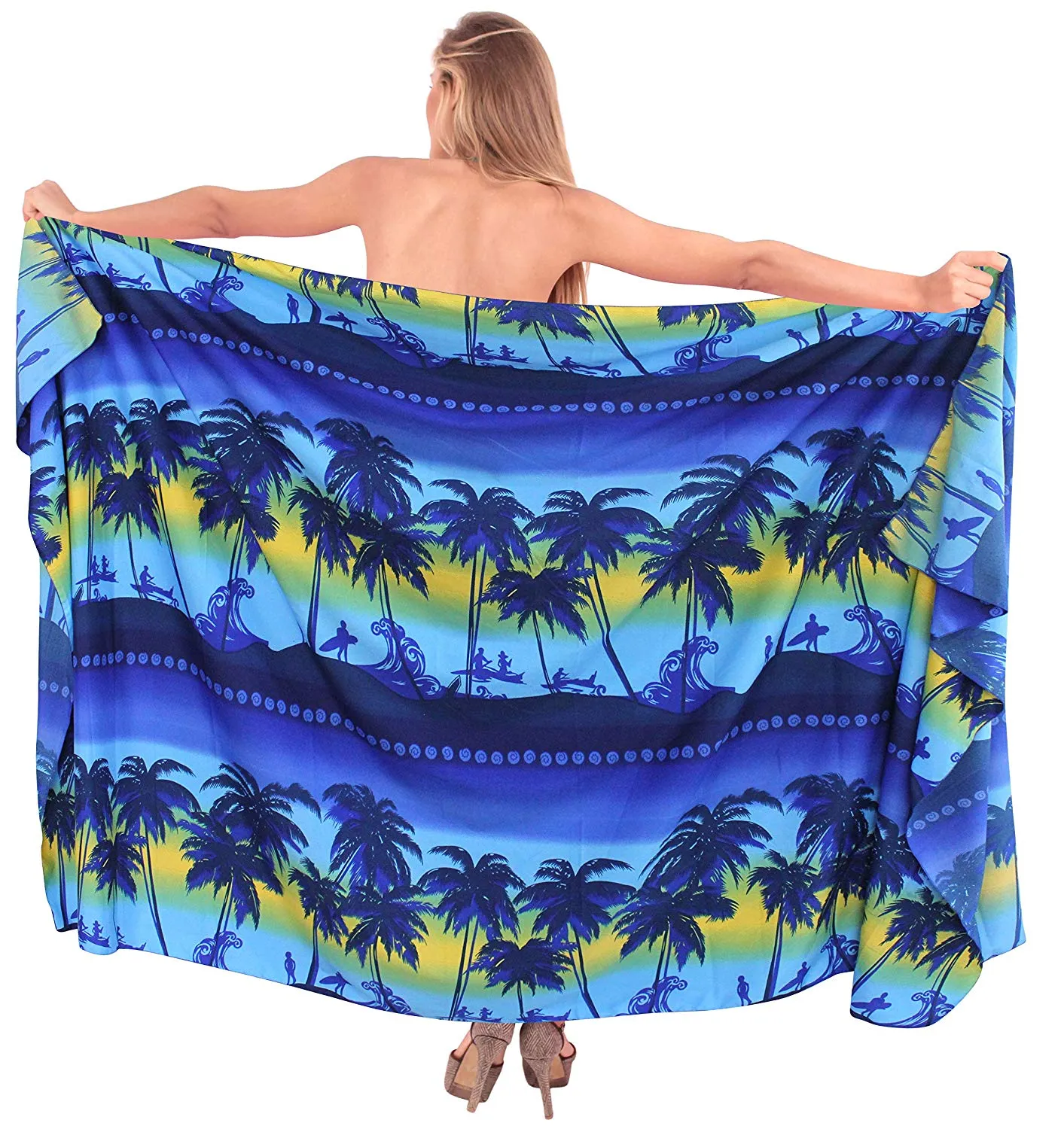 LA LEELA Women's Beach Bikini Cover up Wrap Bathing Suit Sarong 3 Plus Size