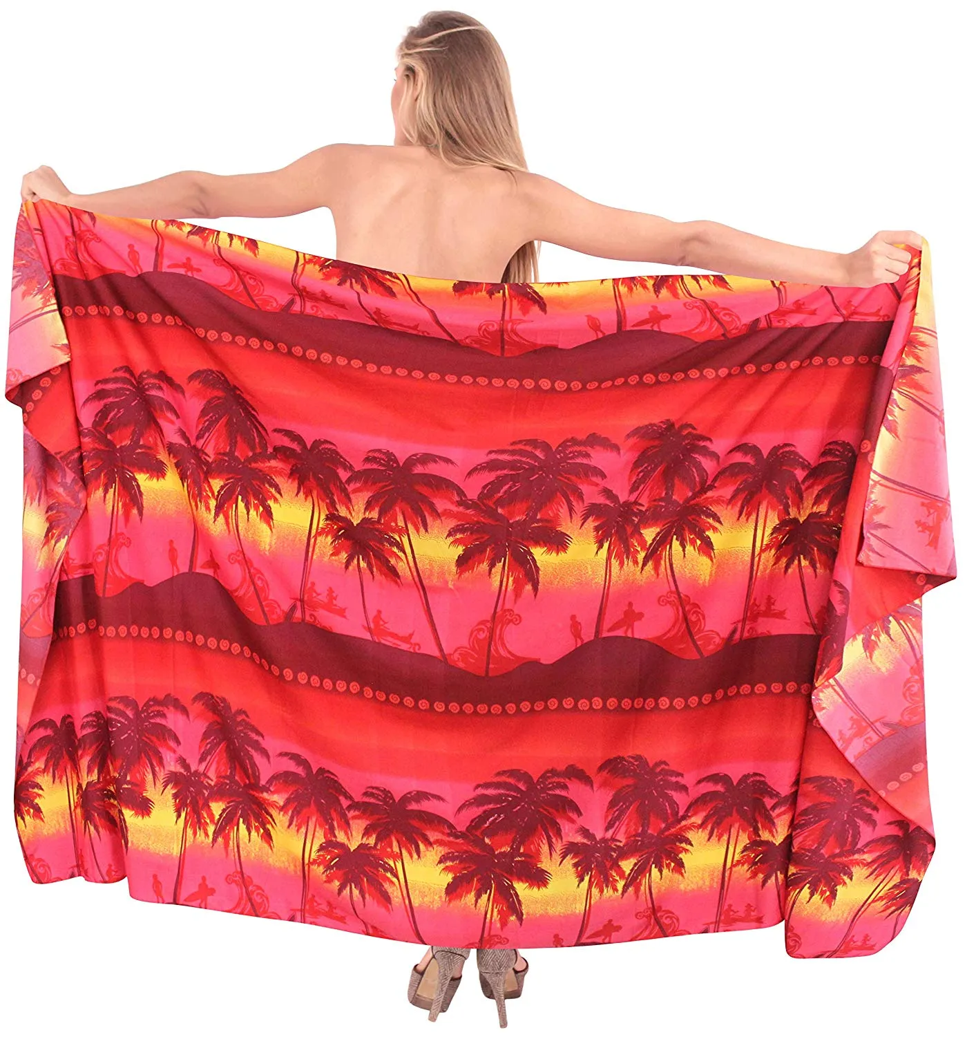 LA LEELA Women's Beach Bikini Cover up Wrap Bathing Suit Sarong 3 Plus Size